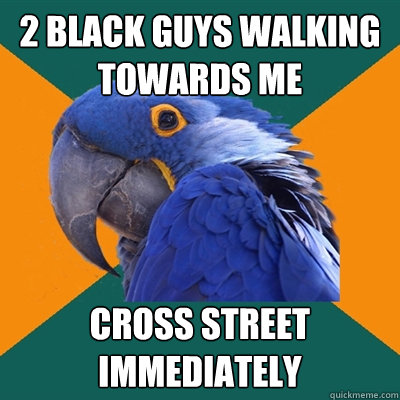 2 black guys walking towards me cross street immediately  Paranoid Parrot