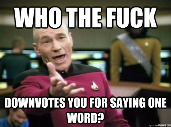 Who the fuck downvotes you for saying one word? - Who the fuck downvotes you for saying one word?  Annoyed Picard HD