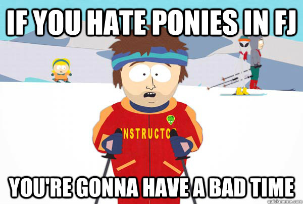 If you hate ponies in FJ You're gonna have a bad time  Super Cool Ski Instructor