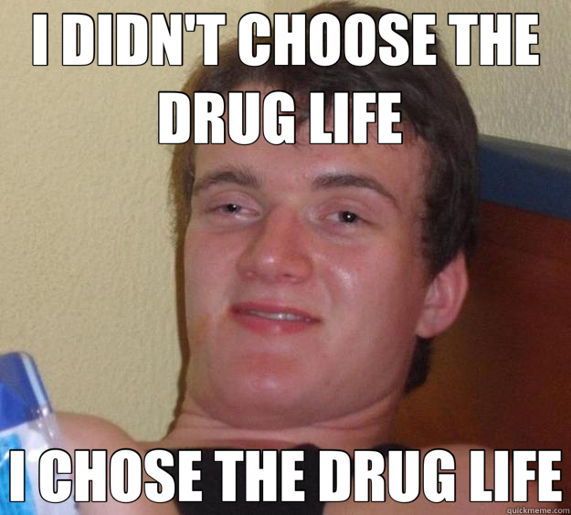 I DIDN'T CHOOSE THE DRUG LIFE  I CHOSE THE DRUG LIFE  10 Guy