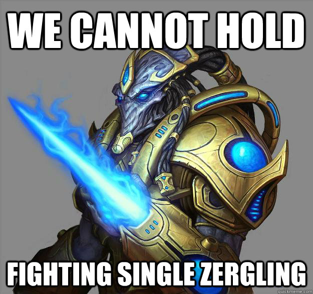 we cannot hold fighting single zergling  Scumbag zealot