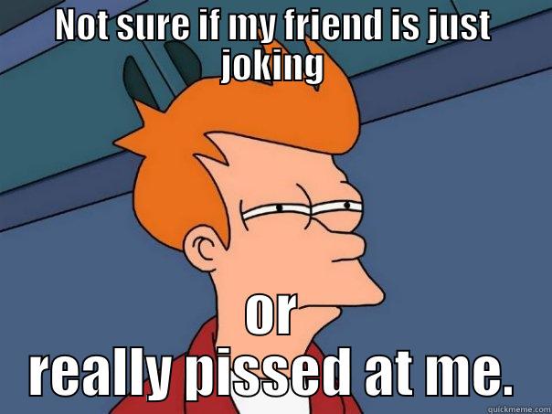 NOT SURE IF MY FRIEND IS JUST JOKING OR REALLY PISSED AT ME. Futurama Fry