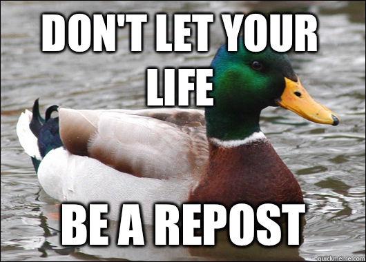 Don't let your life Be a repost  Actual Advice Mallard