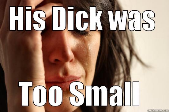 HIS DICK WAS TOO SMALL  First World Problems