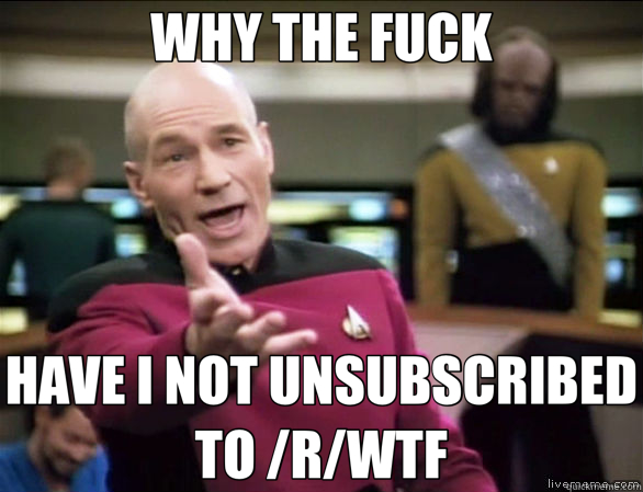 WHY THE FUCK HAVE I NOT UNSUBSCRIBED TO /R/WTF  Annoyed Picard HD