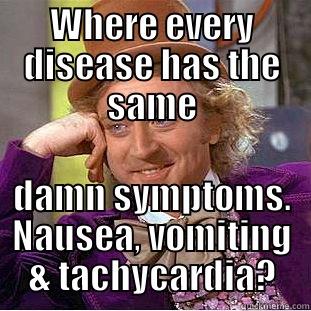 WHERE EVERY DISEASE HAS THE SAME DAMN SYMPTOMS. NAUSEA, VOMITING & TACHYCARDIA? Creepy Wonka