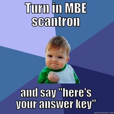 TURN IN MBE SCANTRON AND SAY 