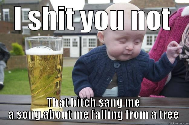 I SHIT YOU NOT THAT BITCH SANG ME A SONG ABOUT ME FALLING FROM A TREE drunk baby