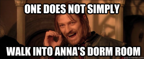One does not simply walk into anna's dorm room  Mordor