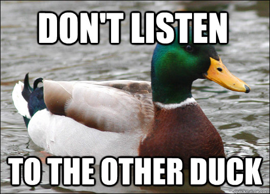 Don't listen To the other duck  Actual Advice Mallard