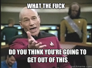 what the fuck Do you think you're going to get out of this  Annoyed Picard