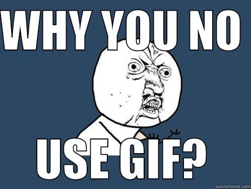 WHY YOU NO  USE GIF? Y U No