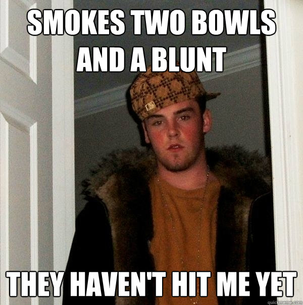 Smokes two bowls and a blunt They haven't hit me yet  Scumbag Steve