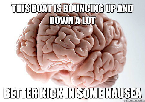 this boat is bouncing up and down a lot better kick in some nausea  Scumbag Brain