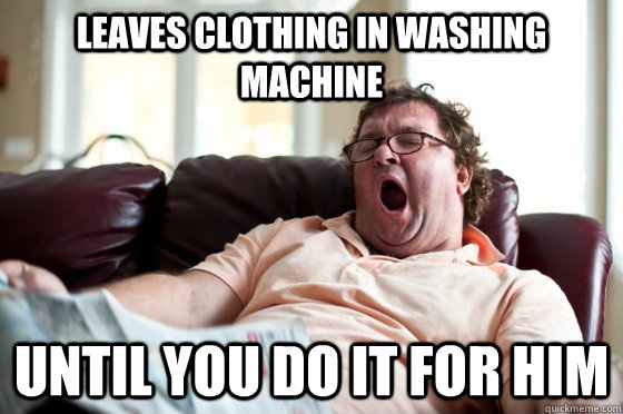 Leaves clothing in washing machine until you do it for him  Freeloader Roommate