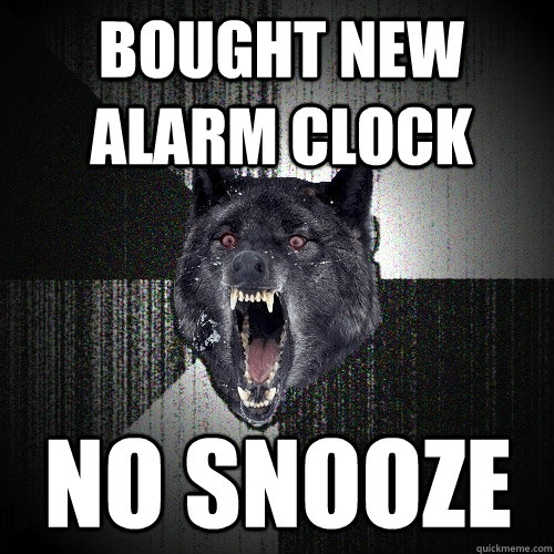 BOUGHT NEW ALARM CLOCK NO SNOOZE  Insanity Wolf