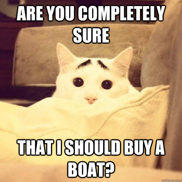 are you completely sure  that I should buy a boat? - are you completely sure  that I should buy a boat?  Misc
