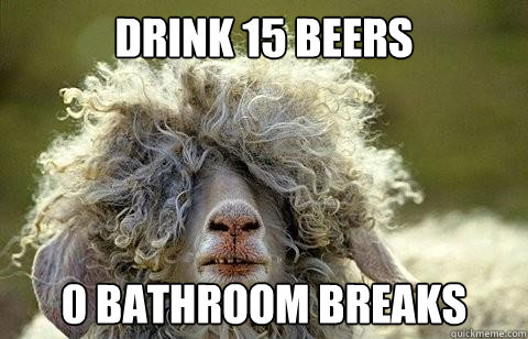 Drink 15 beers 0 bathroom breaks  Party Sheep