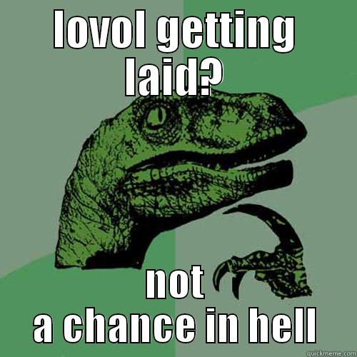 LOVOL GETTING LAID? NOT A CHANCE IN HELL Philosoraptor