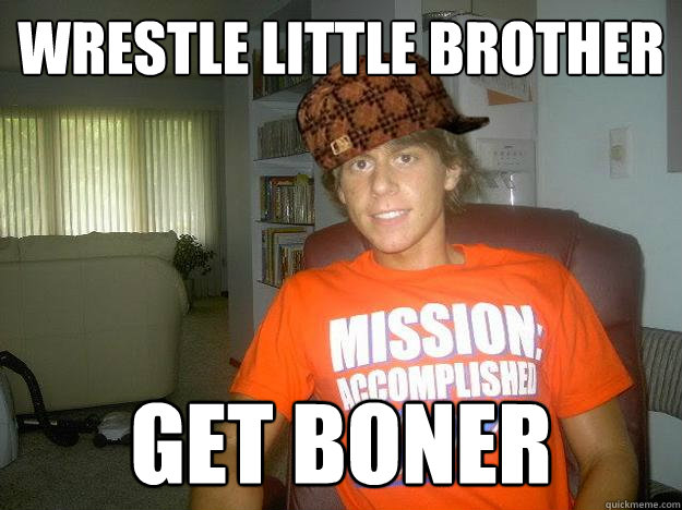 wrestle little brother get boner  