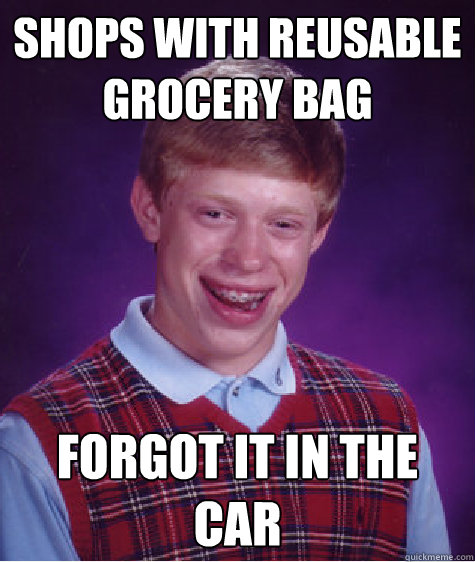 Shops with reusable grocery bag Forgot it in the car - Shops with reusable grocery bag Forgot it in the car  Bad Luck Brian