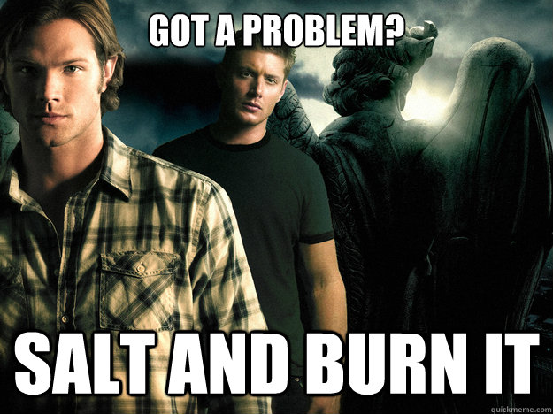 Got a problem? Salt and burn it  Its the supernatural way