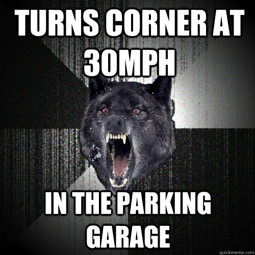 Turns Corner at 30MPH In the parking Garage  Insanity Wolf