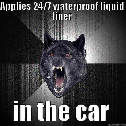 APPLIES 24/7 WATERPROOF LIQUID LINER IN THE CAR Insanity Wolf