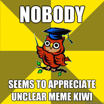 Nobody  seems to appreciate Unclear Meme Kiwi  Observational Owl