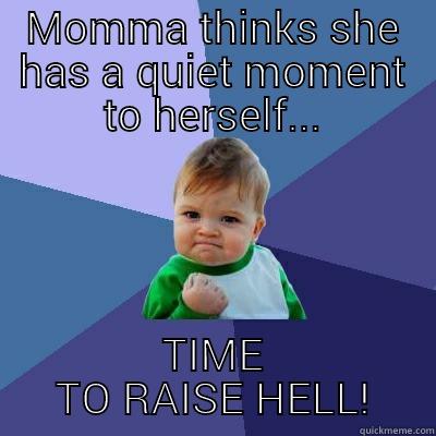 MOMMA THINKS SHE HAS A QUIET MOMENT TO HERSELF... TIME TO RAISE HELL! Success Kid