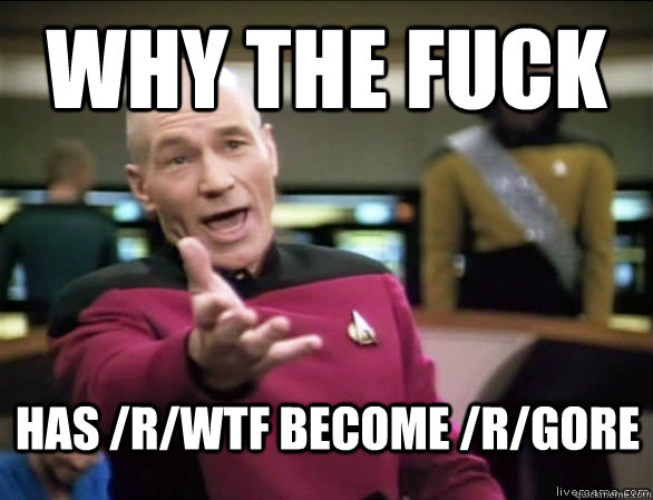 why the fuck Has /r/wtf become /r/gore  Annoyed Picard HD