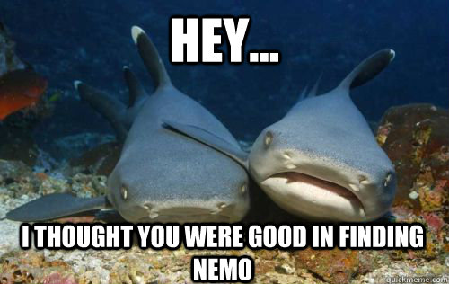 Hey... I thought you were good in finding nemo  Compassionate Shark Friend