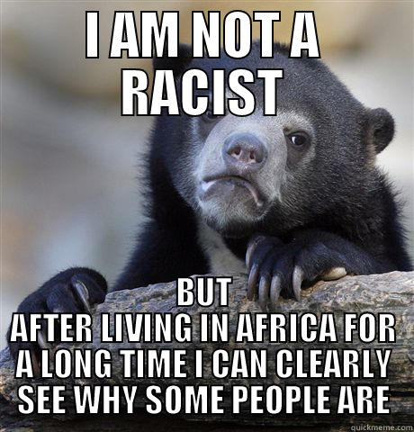 I AM NOT A RACIST BUT AFTER LIVING IN AFRICA FOR A LONG TIME I CAN CLEARLY SEE WHY SOME PEOPLE ARE Confession Bear
