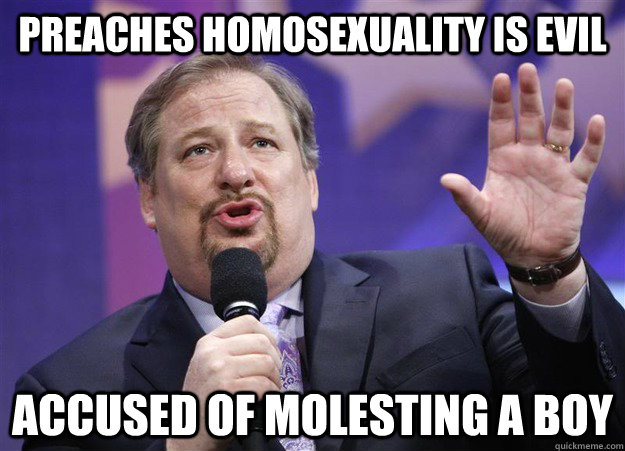 Preaches homosexuality is evil Accused of molesting a boy  Hypocrite Pastor