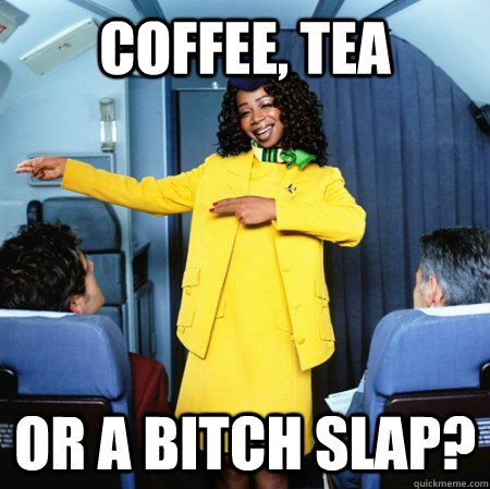 coffee, tea or a bitch slap?  Ghetto Flight Attendant