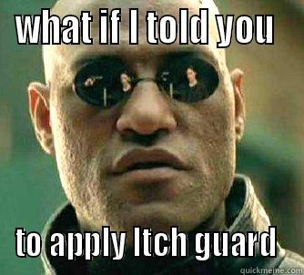 WHAT IF I TOLD YOU  TO APPLY ITCH GUARD  Matrix Morpheus