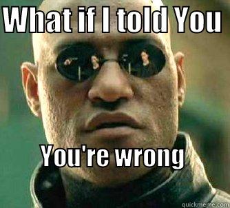 WHAT IF I TOLD YOU  YOU'RE WRONG                                   Matrix Morpheus