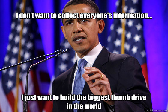 
I don't want to collect everyone's information... 
I just want to build the biggest thumb drive                          in the world  