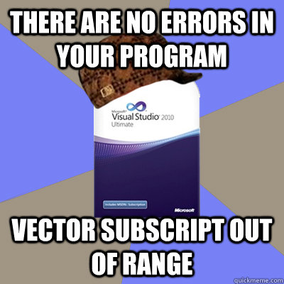 There are no errors in your program Vector subscript out of range  Scumbag Visual Studio