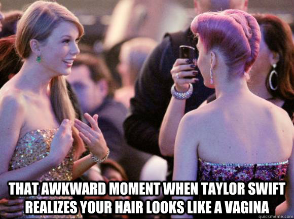  That awkward moment when taylor swift realizes your hair looks like a vagina -  That awkward moment when taylor swift realizes your hair looks like a vagina  Misc