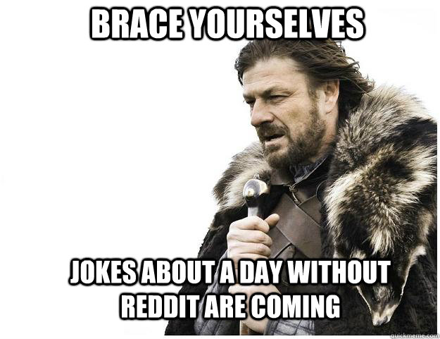 Brace yourselves Jokes about a day without reddit are coming  Imminent Ned