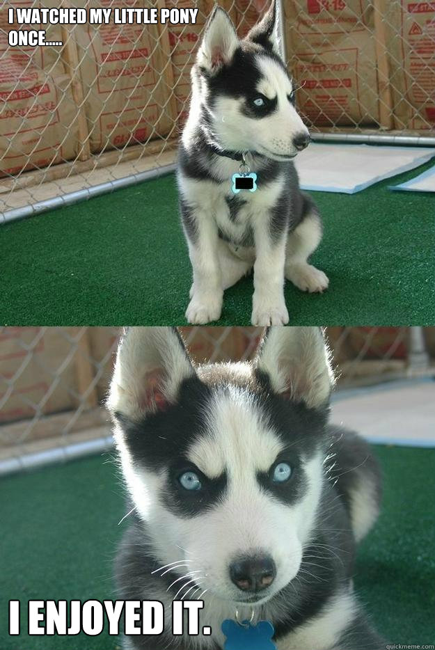 I watched My little pony 
once..... I enjoyed it.  Insanity puppy