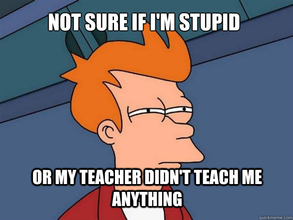 Not sure if i'm stupid or my teacher didn't teach me anything  Futurama Fry