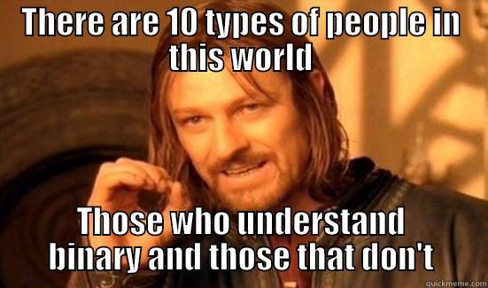 THERE ARE 10 TYPES OF PEOPLE IN THIS WORLD THOSE WHO UNDERSTAND BINARY AND THOSE THAT DON'T Boromir