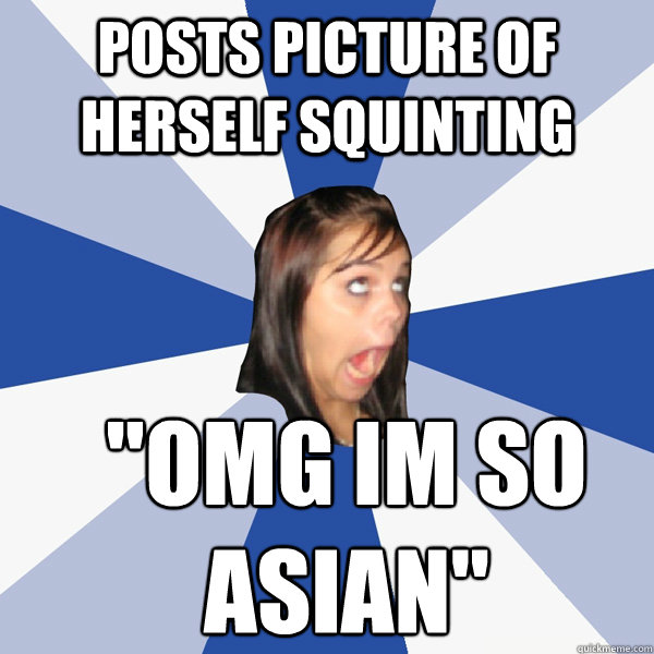 Posts picture of herself squinting 