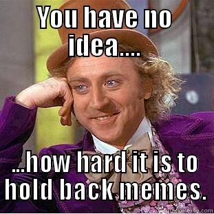 YOU HAVE NO IDEA.... ...HOW HARD IT IS TO HOLD BACK MEMES. Condescending Wonka