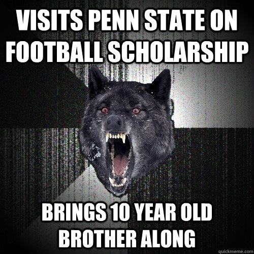 Visits Penn state on football scholarship brings 10 year old brother along  Insanity Wolf