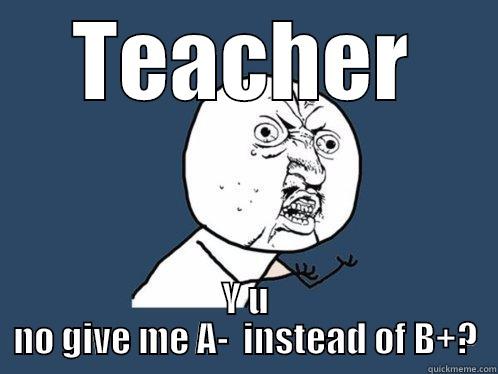 TEACHER Y U NO GIVE ME A-  INSTEAD OF B+? Y U No