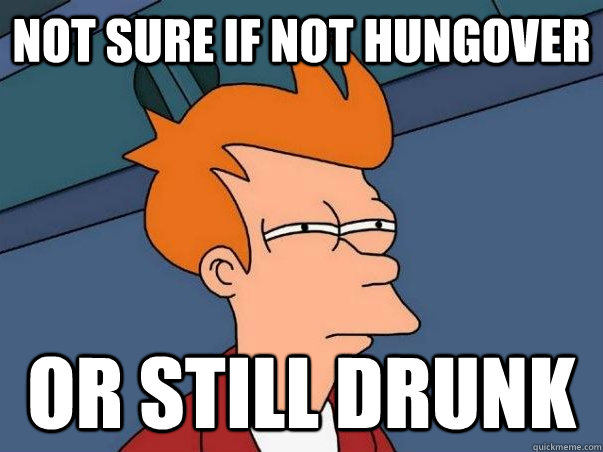 not sure if not hungover or still drunk  Not sure if deaf