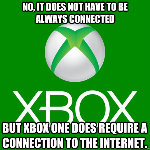 No, it does not have to be always connected but Xbox One does require a connection to the Internet. - No, it does not have to be always connected but Xbox One does require a connection to the Internet.  Misc